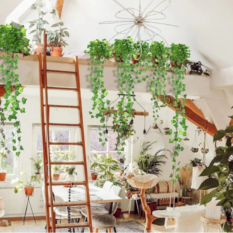 guirlande artificielle feuilles vertes vigne soie extérieur moderne décoration chambre mariage fête prénuptiale suspendue