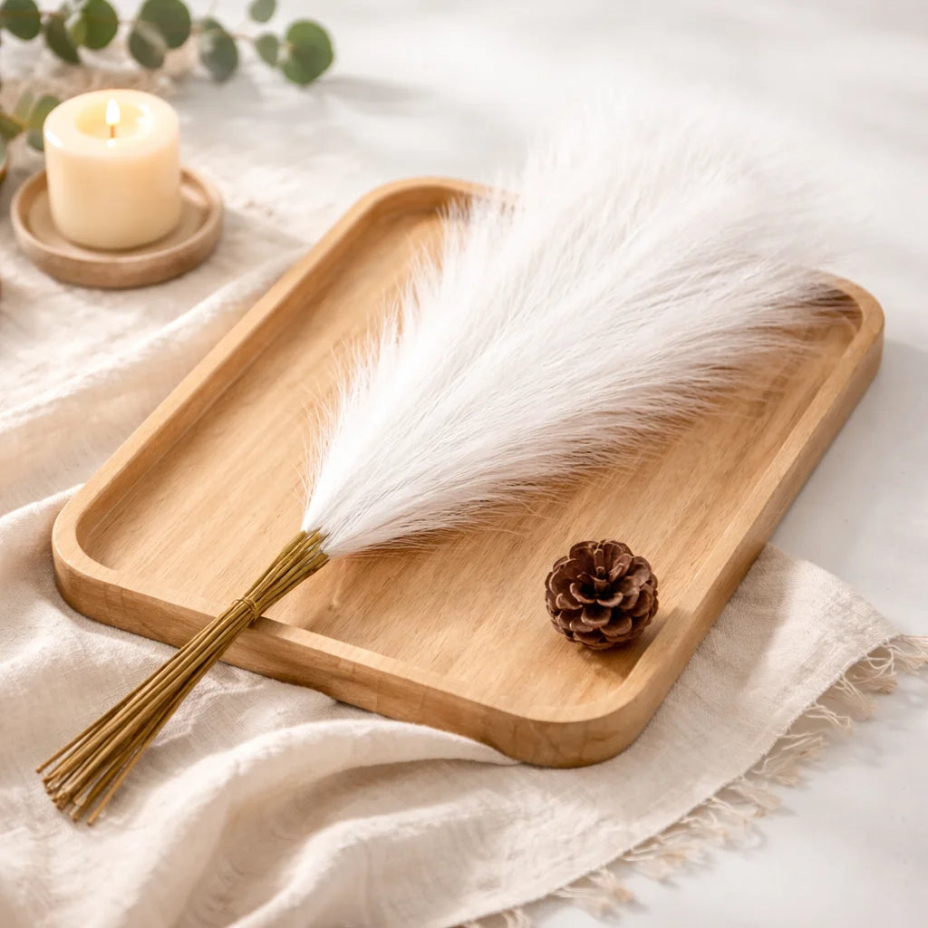 plumes artificielles boho chic decoration maison vase blanc fleurs soie couleur mixteintérieur minimaliste