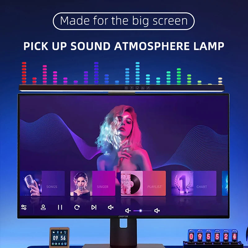 barre lumineuse led rgb écran pc noir bleu violet rose vert moderne clips contrôle