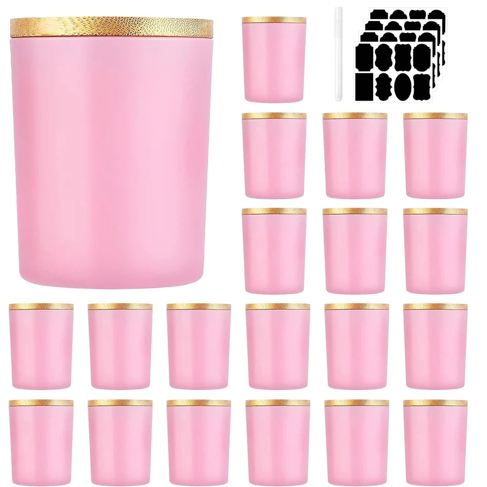 bougies parfumées marron translucides couvercle bambou moderne minimaliste étiquette souhaits flask huiles essentielles