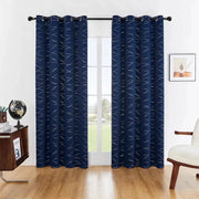 rideaux moderne bleu marine blanc motif abstrait opacité élevée métalliques tringle élégance chambre