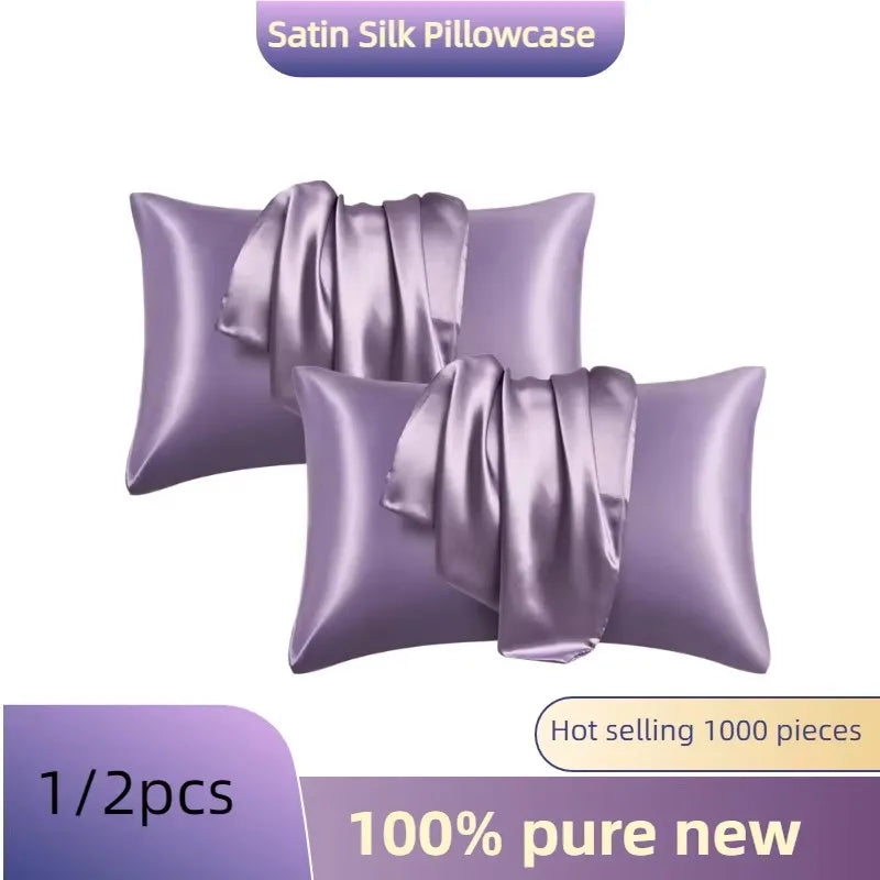 protège oreiller satin violet rose noir champagne moderne doux lit coton polyester