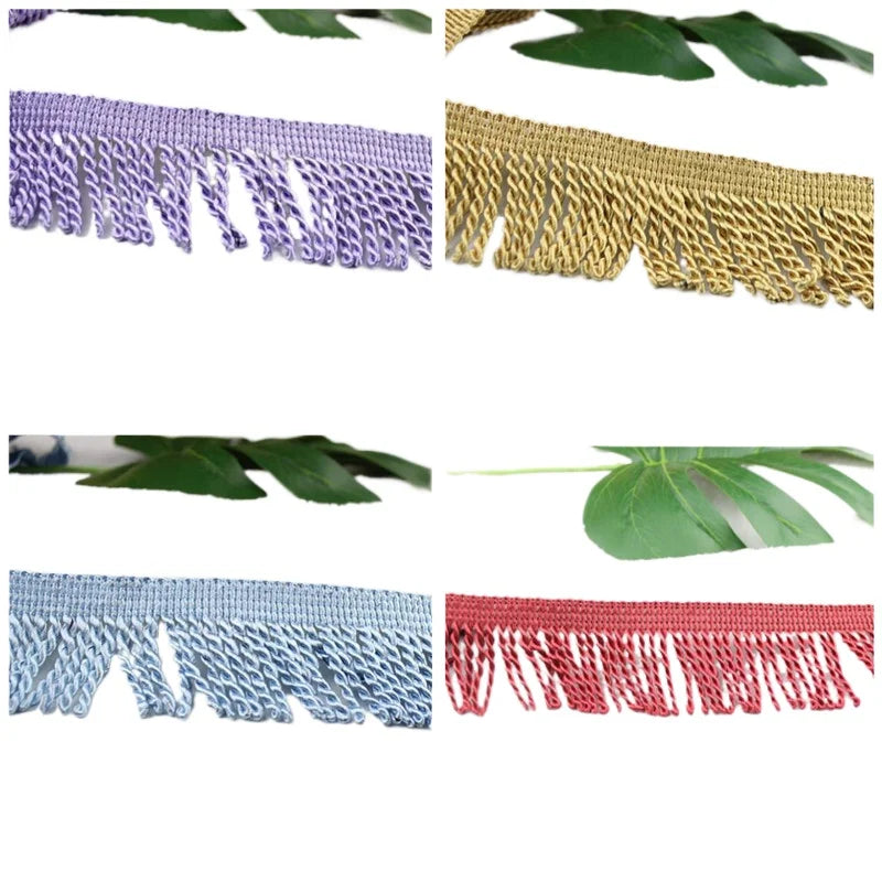 franges violettes blanches or rayées classiques polyester écologique largeur 5.5cm