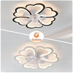 ventilateur moderne télécommande led blanc noir nuages stylisés vitesses variable