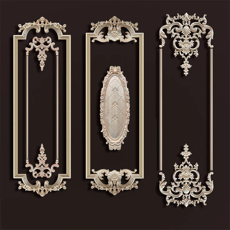 cadre décoratif bois blanc classique ornements baroques complexes décoration maison salon luxe