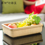 panier rotin tressé beige clair salon cuisine rangement naturel traditionnel respectueux environnement couvercle organisateur