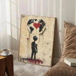 affiche art contemporaine street banksy graphique abstraite noire blanche verte murale salon decoration