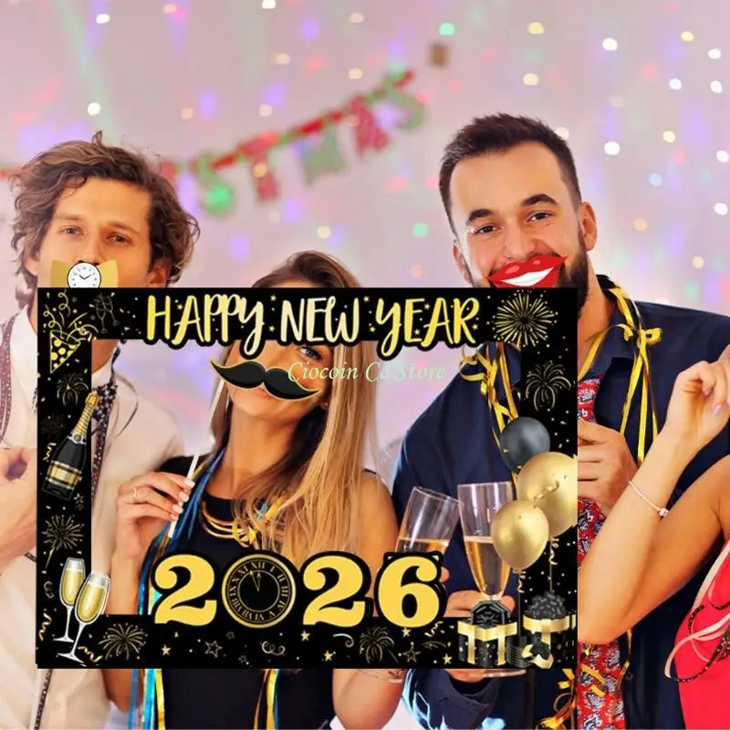 Cadre photo fête Nouvel An motifs champagne ballons feux d'artifice 2026 moderne élégant accessoires