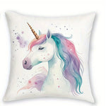 taies d'oreiller arc ciel licorne coeurs pastel enfant decoration maison lit polyester peachskin motifs
