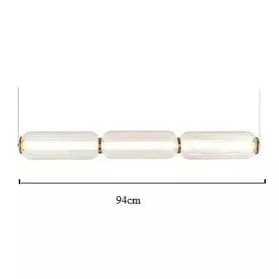 suspension lumineuse moderne minimaliste blanc doré rayures horizontales opacité câble noir chambre salonhôtel