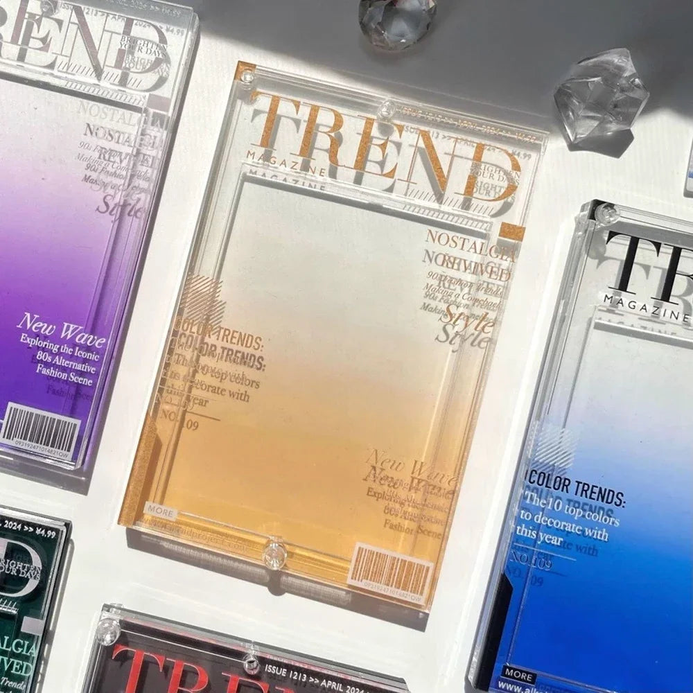 protège magazines transparent moderne imprimé personnages support plastique bar code éditeur tendances couleurs six