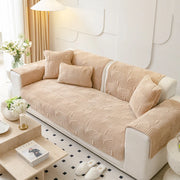 housse canapé polyester douce motifs ondulés beige gris blanc moderne