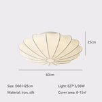 lampe moderne soie blanc rayures coquillage lumières 10 15m²