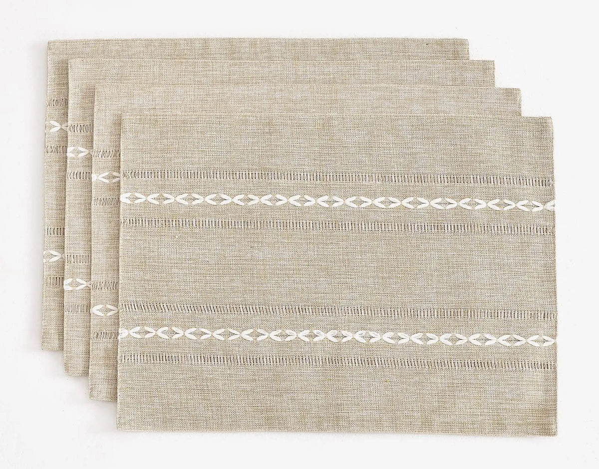 serviettes table moderne rustique beige clair rayures blanches motifs géométriques respectueux environnement setSize30x50cm setSizeCoffee