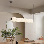 Suspension lumineuse moderne verre blanc opacité rayures horizontales led salon chambre