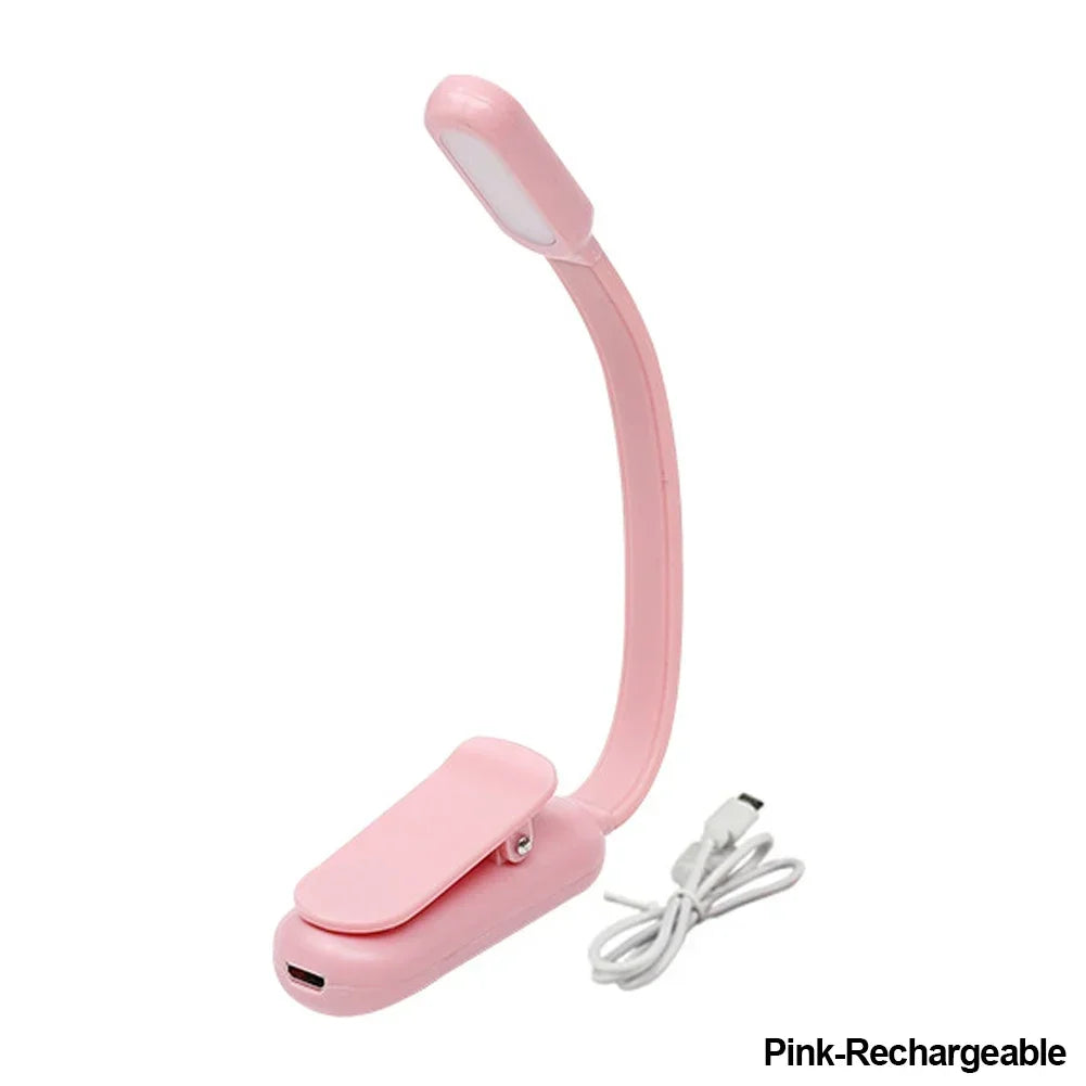 lampe lecture rechargeable clip light rose bleu noir ajustable USB moderne