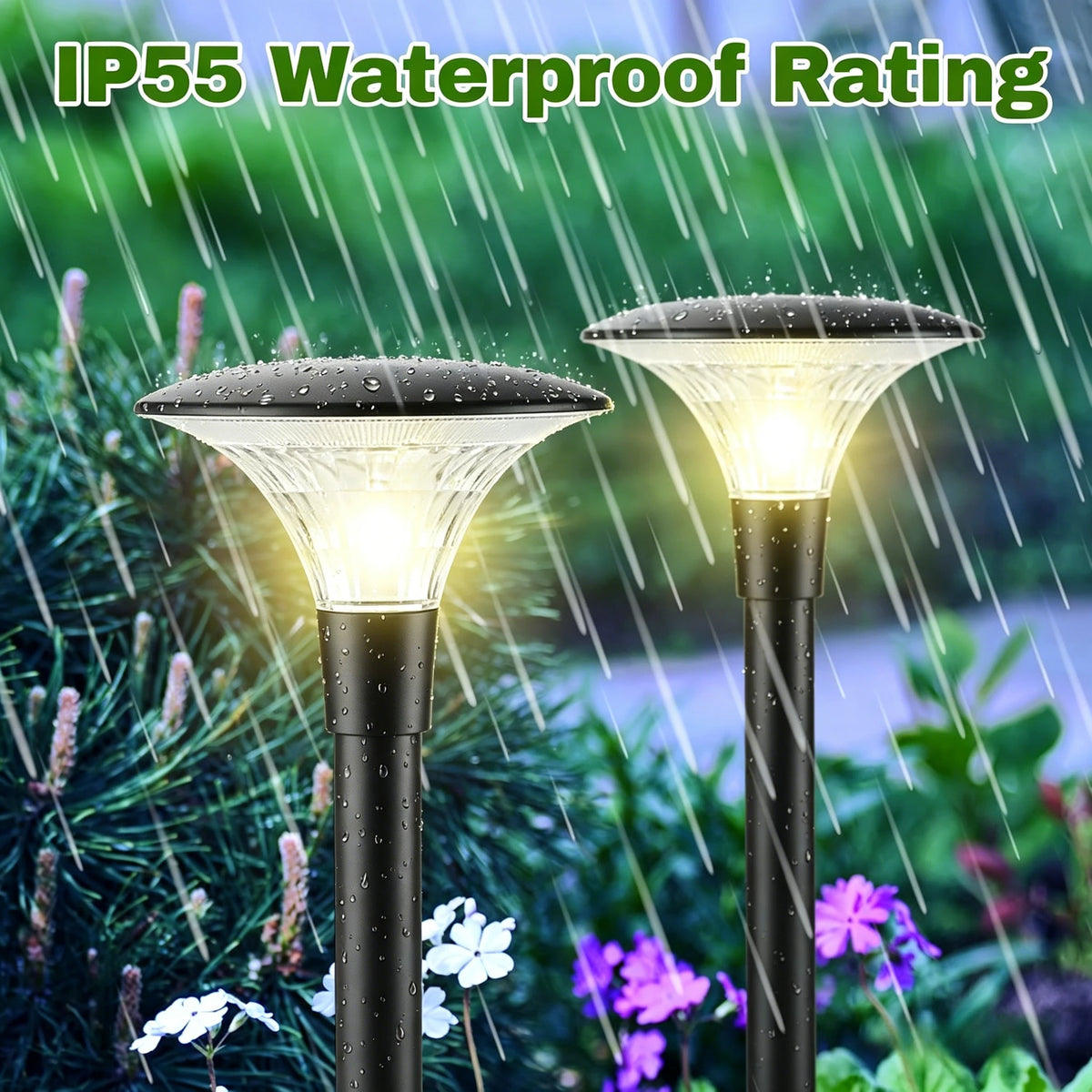 lampes solaires led modernes noires jardin extérieur bouton poussoir motifs rayonnants transparents
