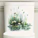 sticker mural paysage aquatique fleurs blanches herbe réaliste adhésif intérieur extérieur carreaux muraux moderne