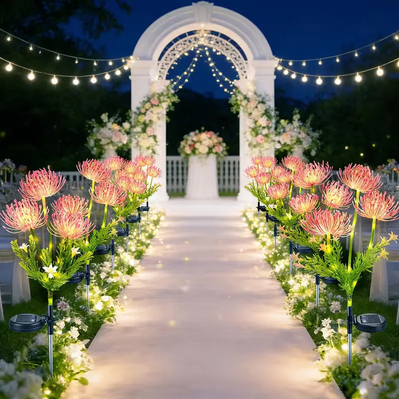 lampes solaires extérieures fleurs led rose verte modernes feuilles