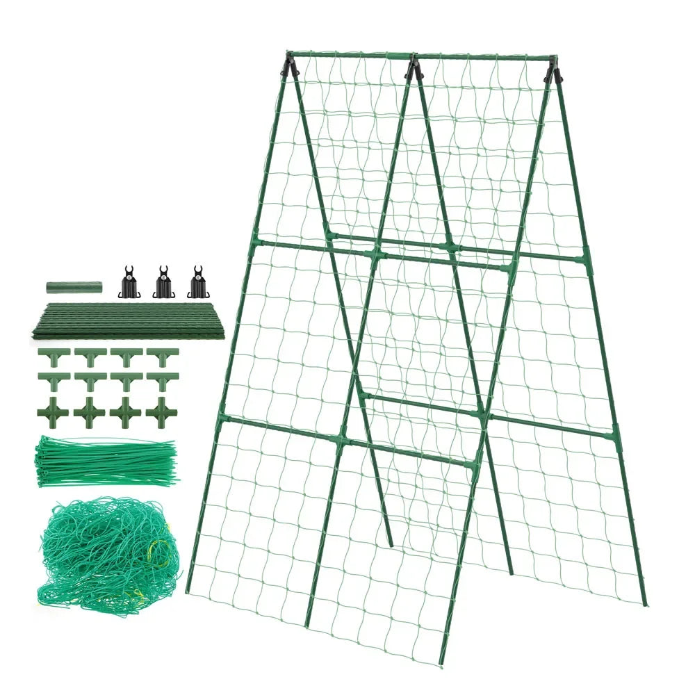 treillis support plantes grimpantes structure triangulaire treillage métallique jardinage rustique tubes connecteurs attaches
