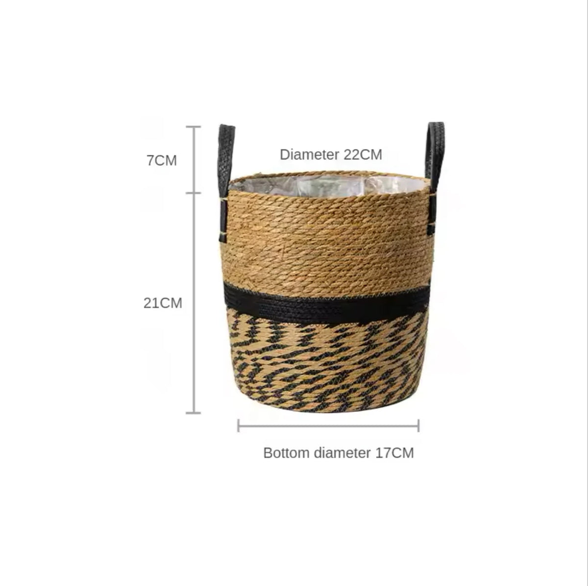 paniers rangement boho blanc rayures naturel bordure noire pliables stockage maison jardin