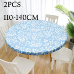 nappe table élégante imperméable pvc feuilles blanches bleu clair 90cm 110cm 140cm elasticée moderne