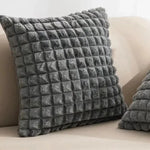 taie oreiller polyester animal compagnie lapin blanc noir marron texture relief moderne fixations