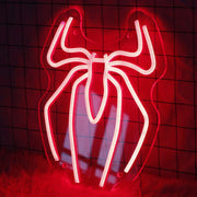 décoration murale néon logo spider man rouge blanc moderne univers marvel