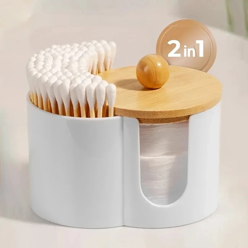 boîte rangement coton tige blanc bois naturel moderne minimaliste plastique opaquer
