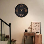 horloge murale moderne chiffres relief aiguilles fines blanc rose doré noir minimaliste