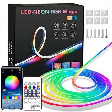 ruban led néon multicolore flexible moderne télécommande application musicale décoration intérieure