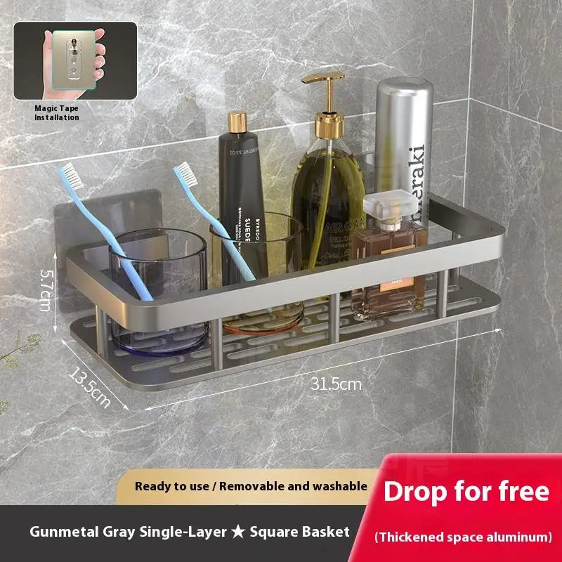 étagère salle bain adhésive noire moderne support rangement triangle porte savon panier douche étanche
