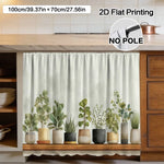 rideau moderne plante verte pots différents cuisine opacité clips fixations polyester machine wash