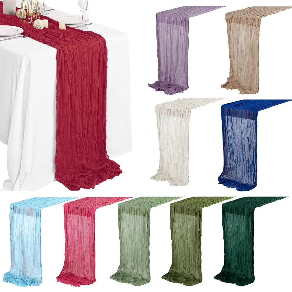 nappe runner texturée plissée semi transparente rouge foncé violet beige blanc cassé événementiel mariage
