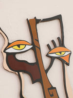 décoration murale bois abstraite visage moderne maison chambre salon cadeau artisanal