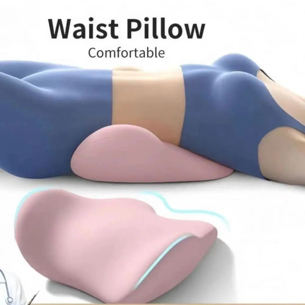 coussin lombaire mousse mémoire forme polyester coton bleu rose ergonomique contour arrondi support dos