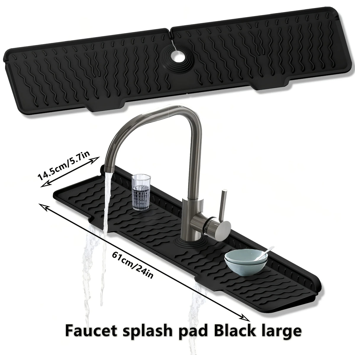 tapis évier antidérapant silicone noir moderne drainage incliné facile nettoyage utilitaire texturé alvéoles sóng�