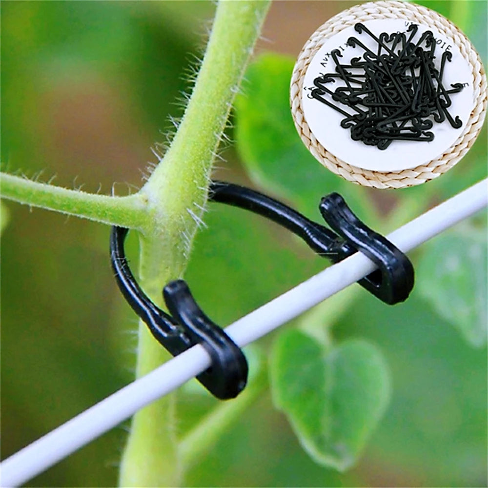 attaches noires clips support plantes jardin fonctionnel plastique lisse crochet 6cm package
