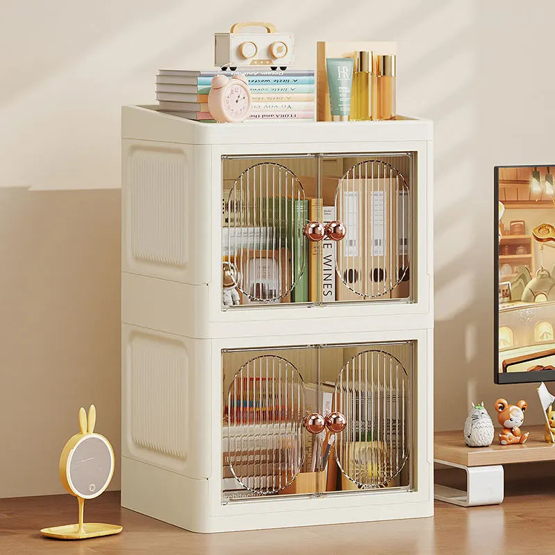 boîte rangement cosmétique tiroirs plastique moderne beige clair panneaux verticaux transparents organisation salon chambre