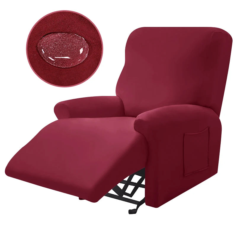 Housse fauteuil inclinable gris clair uni moderne adhésif poche respirante durable confortable hydrofuge lavable