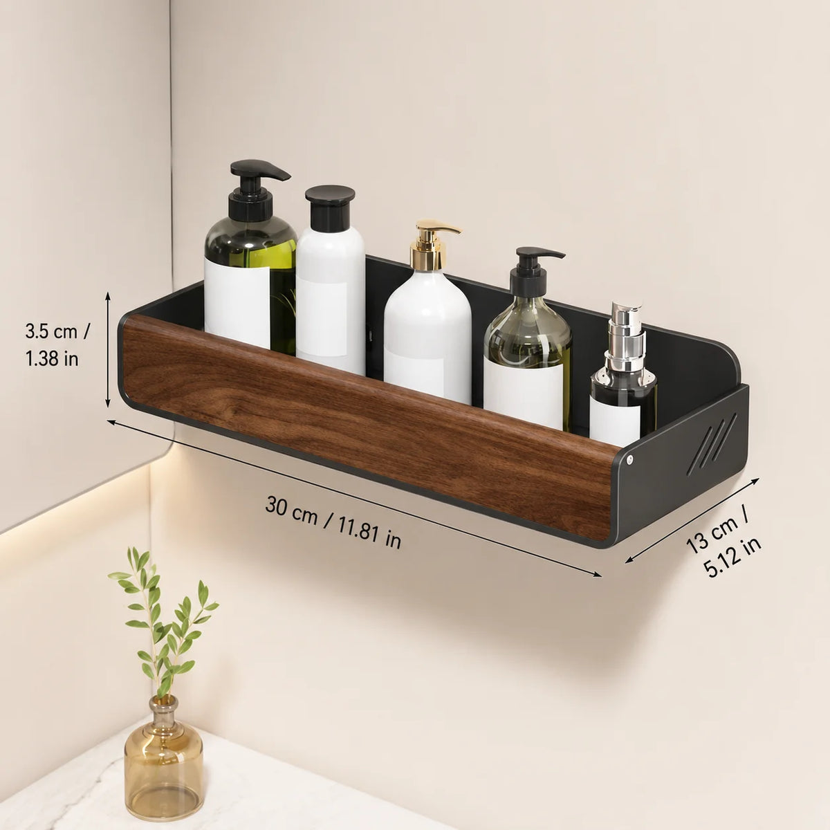 étagère murale bois marron étagères doubles barre porte serviette sans perçage modernes industrielle
