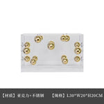 présentoir rectangulaire acrylique transparent couvercle anti poussière moderne sphère dorée livre blanc motif léopard