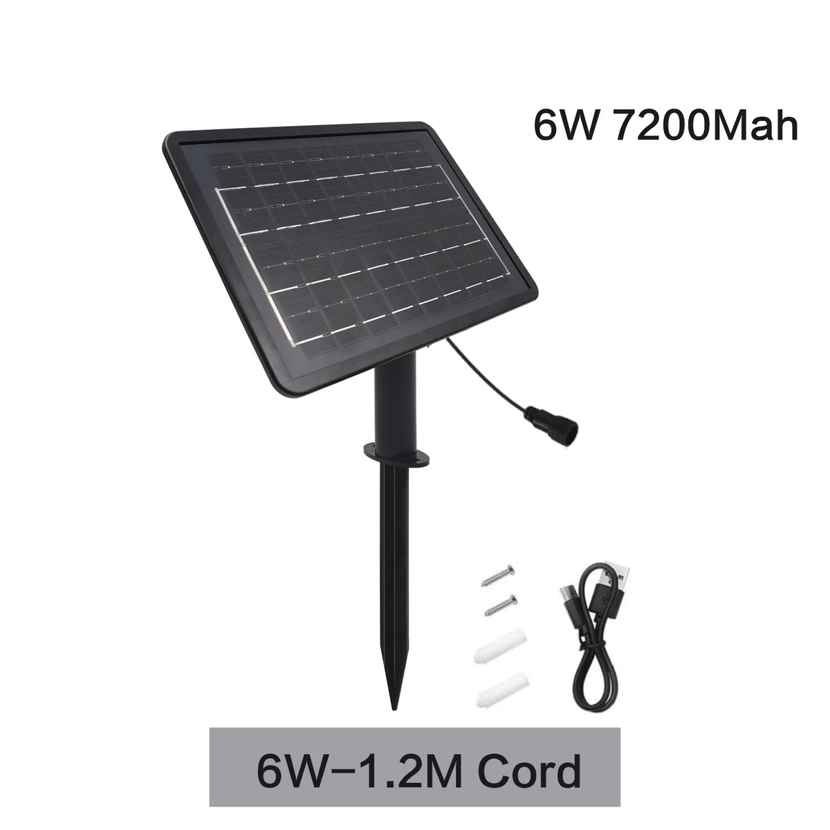 panneau solaire noir moderne télécommande câble 1.2m 3m batterie 7200mAh