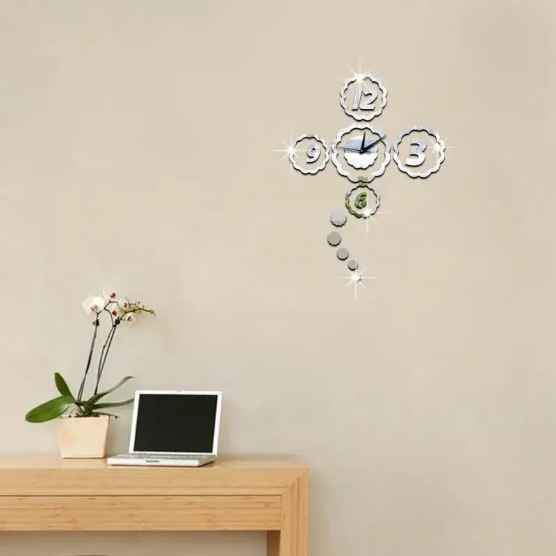 horloge murale moderne chiffres brillants argent doré salon décoration circulaire aiguilles heures