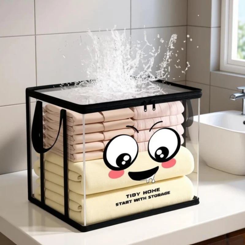 boîtes rangement pliables transparentes motifs sourires poignées modernes ludiques FULL OF ENERGY TIDY STORAGE