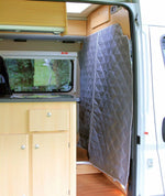 rideau voiture gris quilté moderne rubans adhésifs isolation thermique camping car