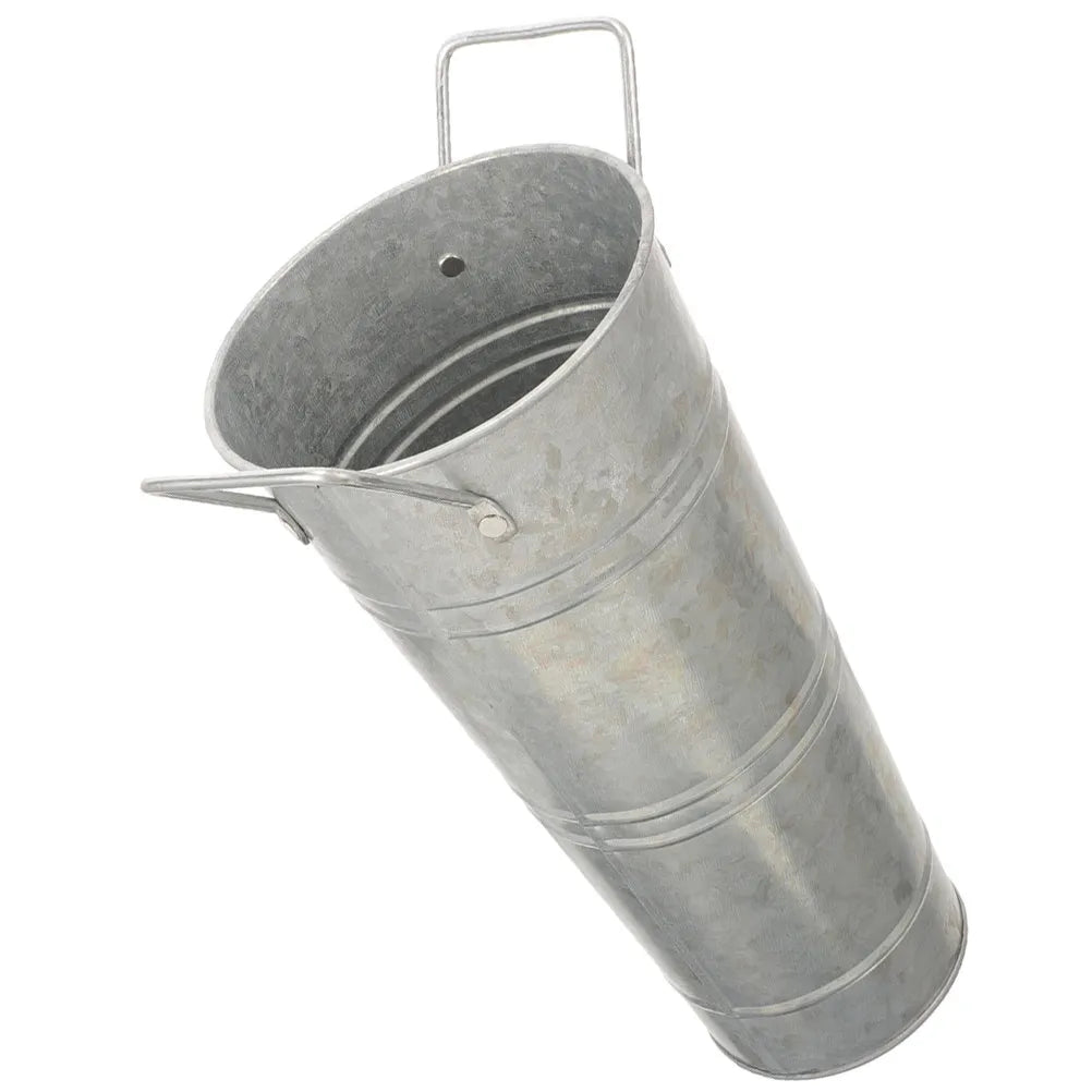 pot fleurs gris métallisé lisse classique poignées métalliques porte parapluies support rangementintérieur