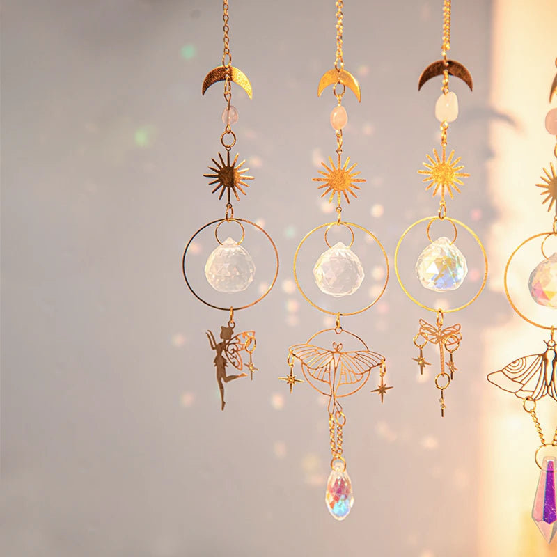 suspension décorative cristal papillon étoile anneau or blanc translucide vortex romantique pastorale