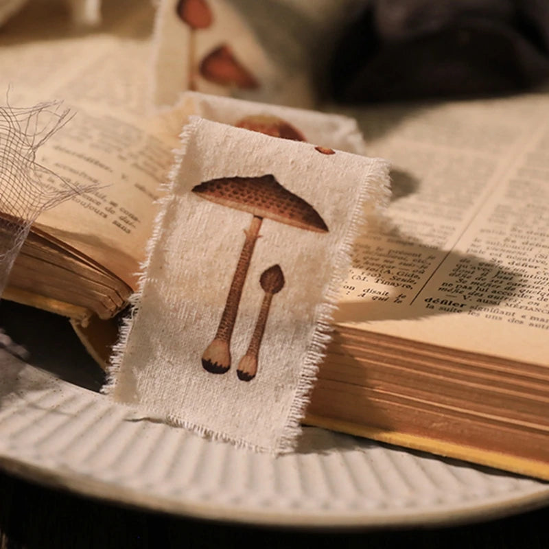 autocollants champignons vintage rouges beiges marrons scrapbooking craft diy stickers opaques
