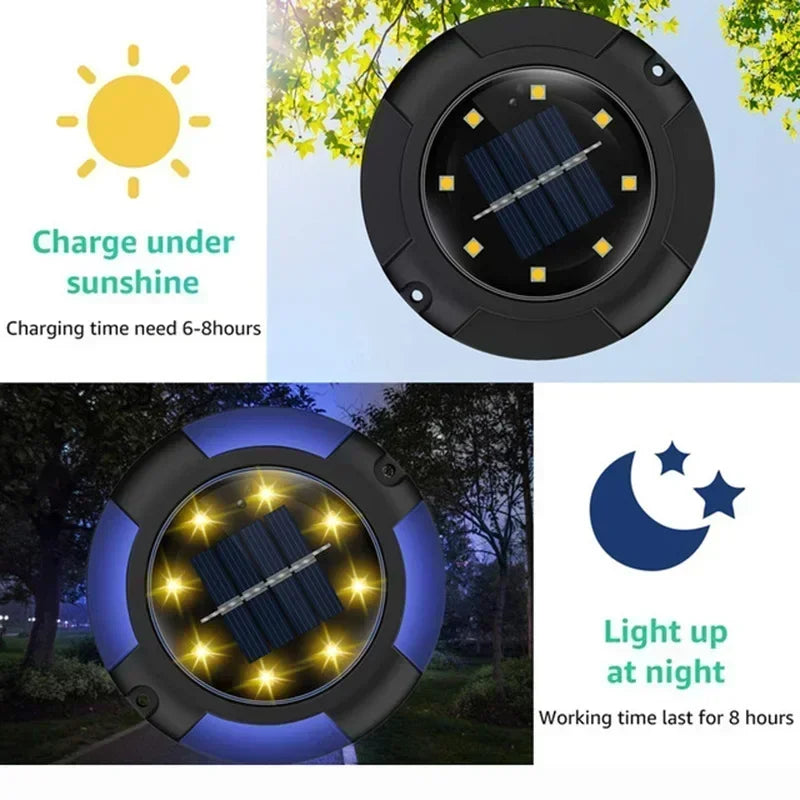 lampe solaire led extérieure moderne noire cercle diodes 12 led ip65 rechargeable solaire